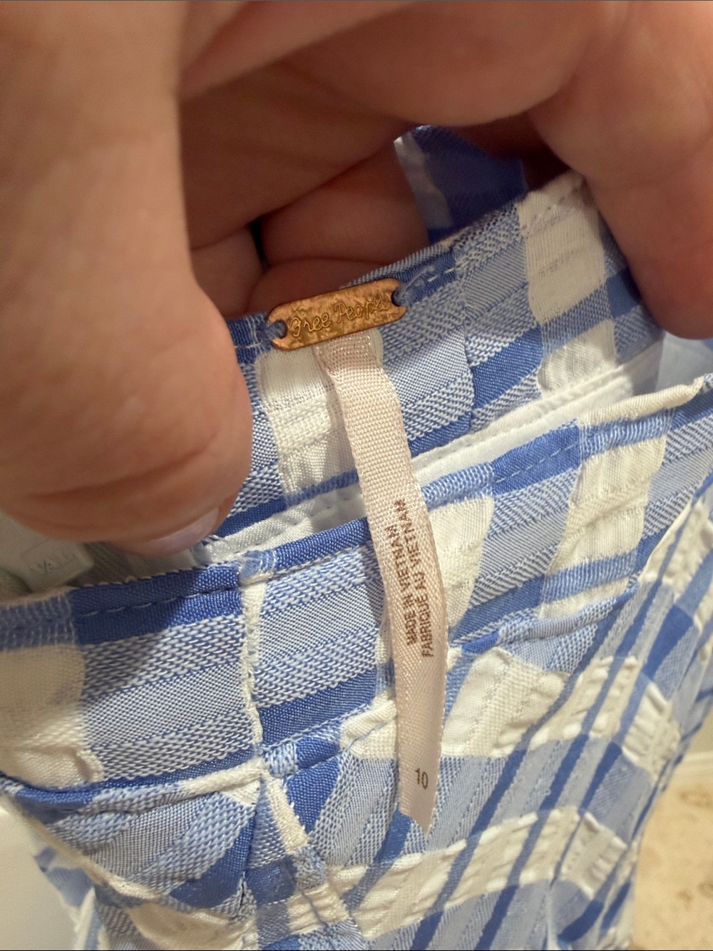 Free People Blue and White Gingham Mini Dress - Picture 2 of 3